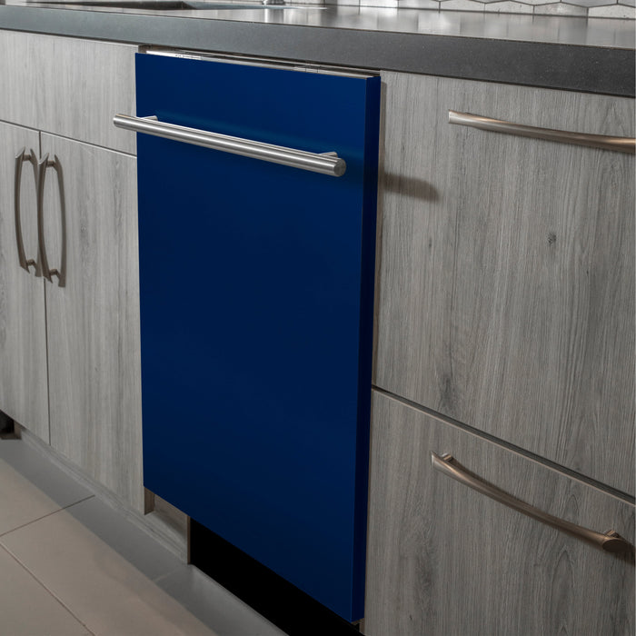 ZLINE 24" Classic Top Control Dishwasher in Blue Gloss and Modern Style Handle, DW-BG-H-24