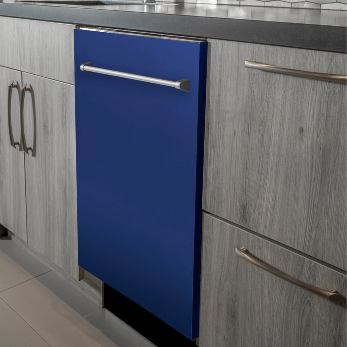 ZLINE 24" Classic Top Control Dishwasher in Blue Matte with Traditional Style Handle, DW-BM-24