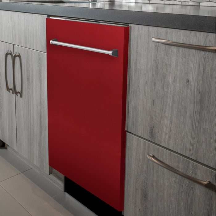 ZLINE 24" Classic Top Control Dishwasher in Red Gloss with Traditional Style Handle, DW-RG-24