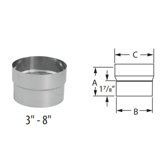 DuraVent 3"-12" Inner Diameter DuraFlex SS Connector