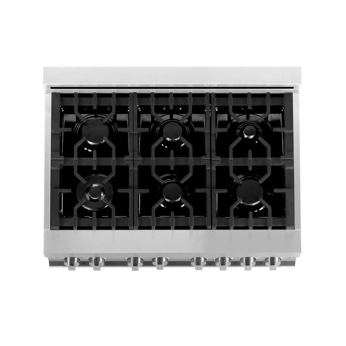 ZLINE 36" All Gas Range in Stainless Steel with Black Matte Door, RG-BLM-36