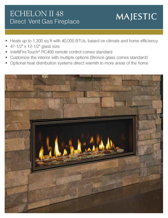 Majestic Echelon II 48" Linear Contemporary Direct Vent Natural Gas Fireplace With IntelliFire Touch Ignition System