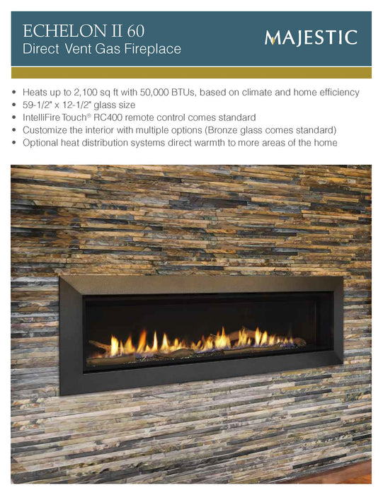 Majestic Echelon II 60" Linear Direct Vent Natural Gas Fireplace