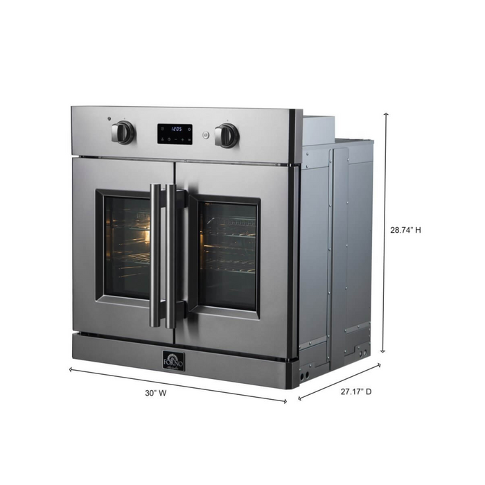 Forno 30" 3.58 Cu. Ft. French Door Electric Wall Oven with Air Fry, Self-Clean and Sous Vide, FBOEL1333-30