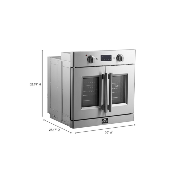 Forno 30" 3.58 Cu. Ft. French Door Electric Wall Oven with Telescopic Racks, Air Fry, Self-Clean and Sous Vide, FBOEL1371-30