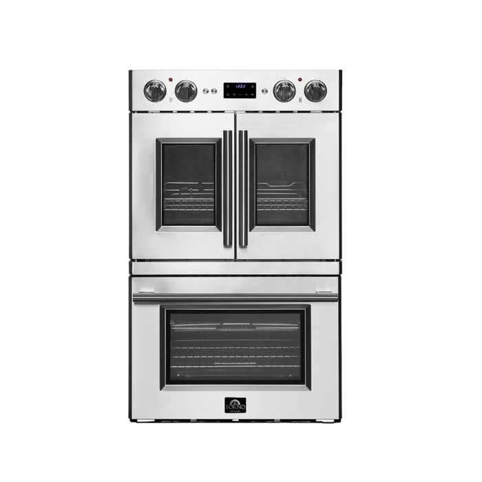 Forno 30" 7.36 Cu. Ft. French Door Double Electric Wall Oven with Telescopic Racks, Air Fry, Self-Clean and Sous Vide, FBOEL1388-30