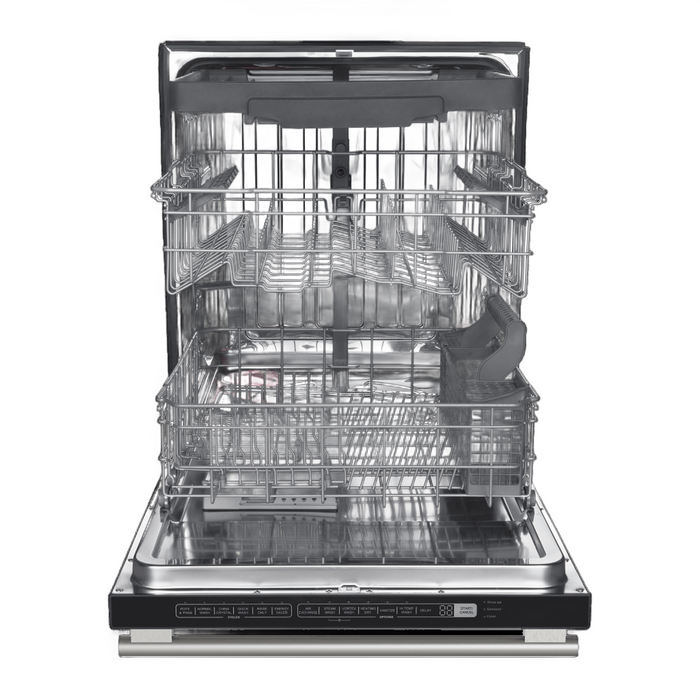 Forno Espresso 24" Built-In Dishwasher in Black with Antique Brass Handles, FDWBI8067-24BLK