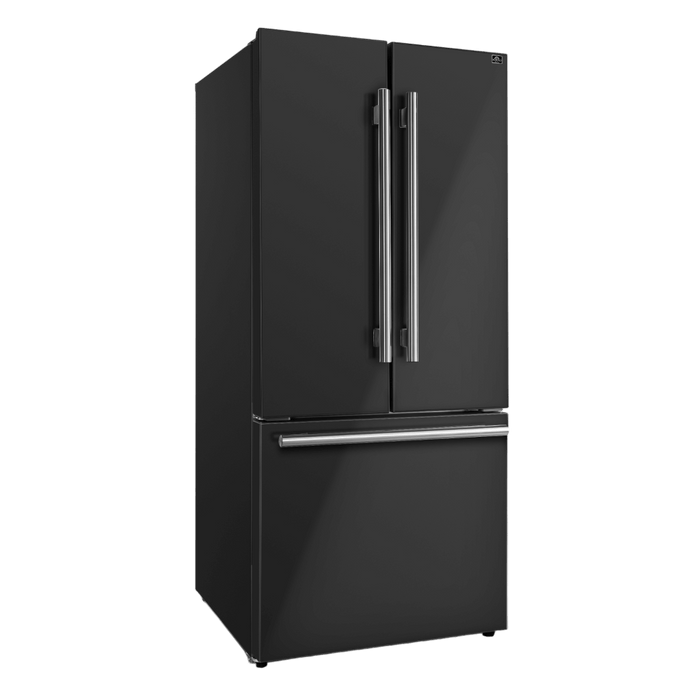 Forno Espresso 30" 17.5 Cu. Ft. Refrigerator with Ice Maker in Black with Silver Handles, FFFFD1974-31BLK