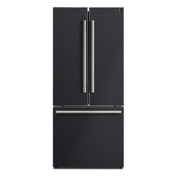 Forno Espresso 30" 17.5 Cu. Ft. Refrigerator with Ice Maker in Black with Silver Handles, FFFFD1974-31BLK