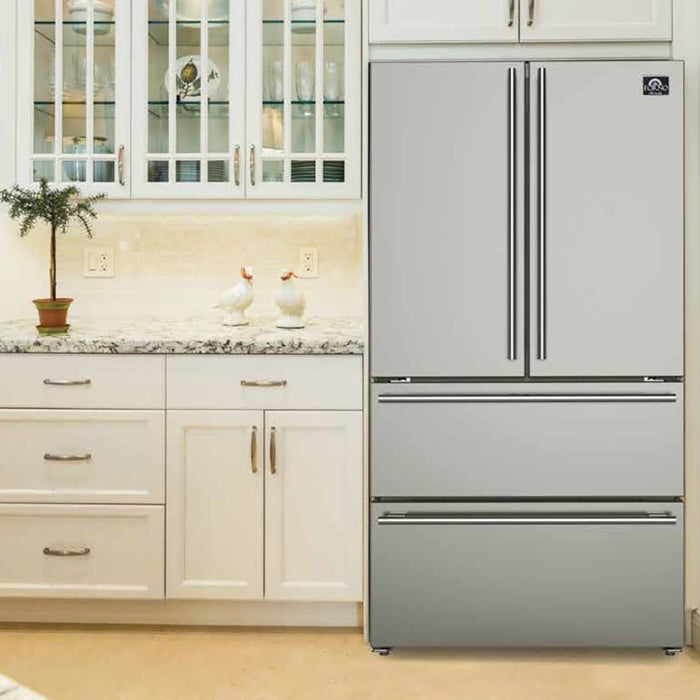 Forno 36 in. 19 cu.ft. French Door Refrigerator in Stainless Steel, FFRBI1820-36SB