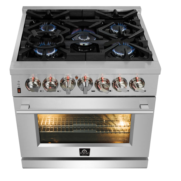 Forno Appliance Package - 30" Dual Fuel Range, 30" Range Hood, AP-FFSGS6125-30-W