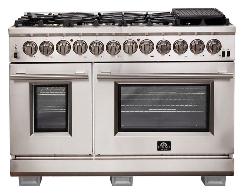 Forno 48″ Pro Series Capriasca Gas Burner / Electric Oven in Stainless Steel 8 Italian Burners, FFSGS6187-48