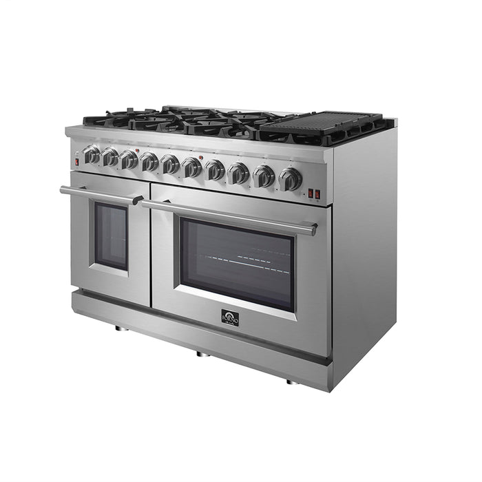 Forno Appliance Package - 48" Gas Range, Range Hood, 60" Refrigerator, Dishwasher, AP-FFSGS6239-48-7