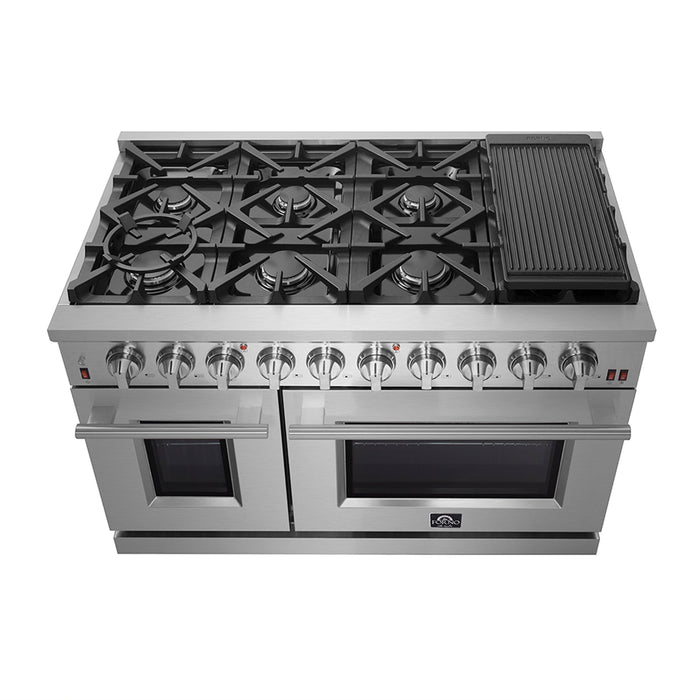 Forno Appliance Package - 48" Gas Range, Range Hood, 60" Refrigerator, Dishwasher, AP-FFSGS6239-48-7