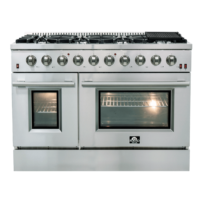 Forno 48" Freestanding Gas Range with 8 Sealed Burners in Stainless Steel, FFSGS6244-48