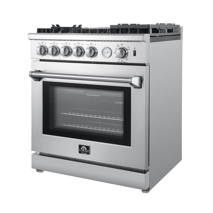 Forno 30" Gas Range with 5 Sealed Burners, Air Fryer and Griddle, FFSGS6276-30