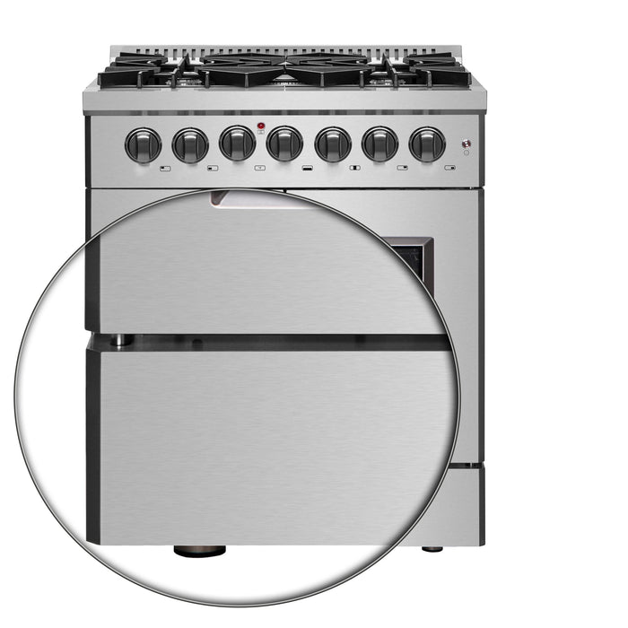 Forno 30" Gas Burner, Electric Oven Range With French Door in Stainless Steel, FFSGS6356-30