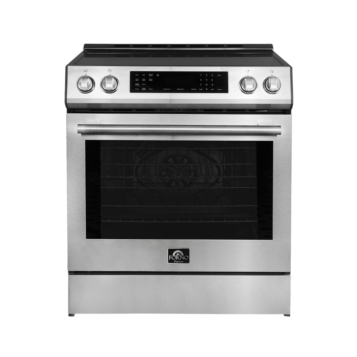 Forno Espresso 30" Induction Range with Air Fry and Self-Clean in Stainless Steel and Antique Brass Handles, FFSIN0905-30