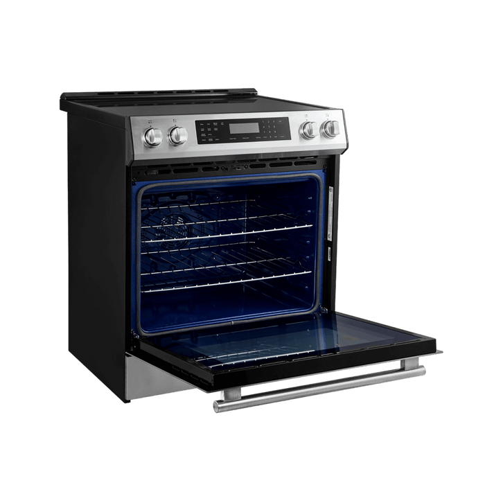 Forno Espresso 30" Induction Range with Air Fry and Self-Clean in Stainless Steel and Antique Brass Handles, FFSIN0905-30