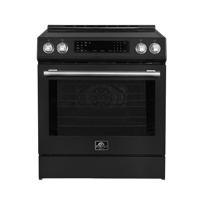 Forno Espresso 30" Induction Range with Air Fry and Self-Clean in Black and Silver Handles, FFSIN0905-30BLK