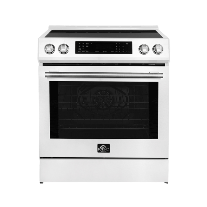 Forno Espresso 30" Induction Range with Air Fry and Self-Clean in White and Silver Handles, FFSIN0905-30WHT