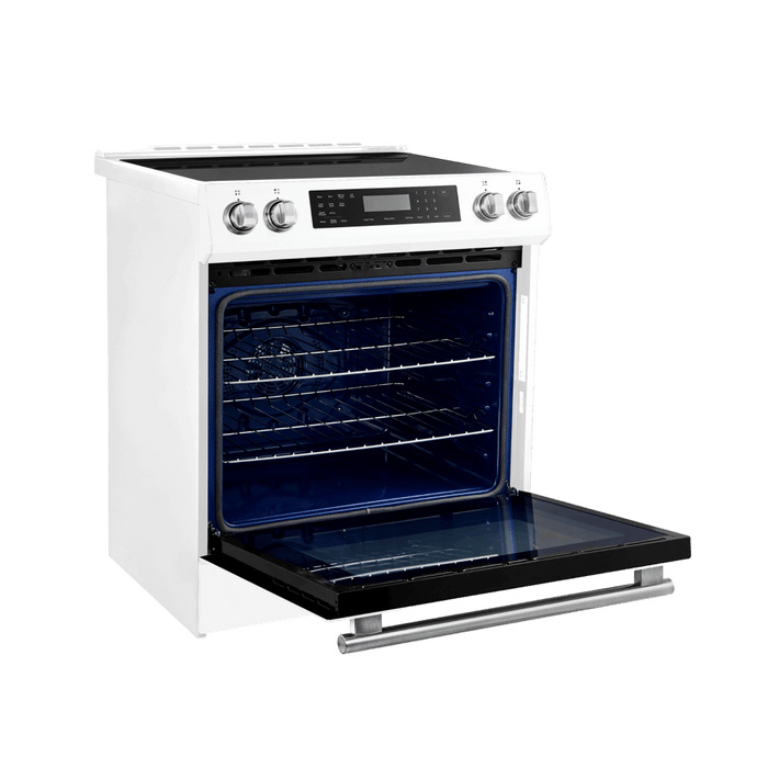 Forno Espresso 30" Induction Range with Air Fry and Self-Clean in White and Silver Handles, FFSIN0905-30WHT