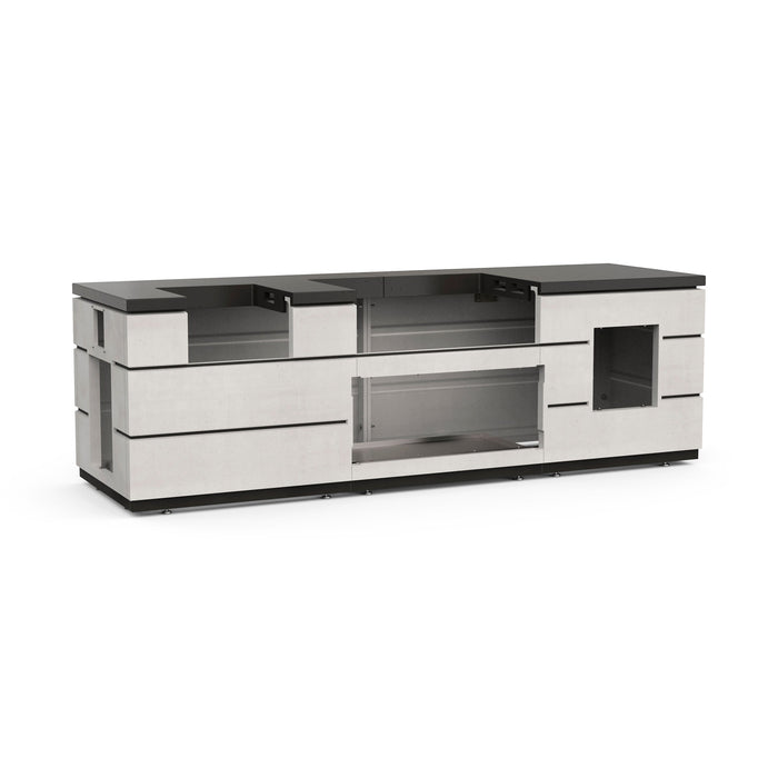 Fire Magic 115" White Aspen Contemporary Pre-Fab Grill Island With Double Drawer Cutout and Polished Black Lava Counter