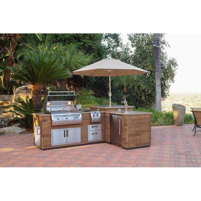 Fire Magic 116" L-Shaped Reclaimed Wood Island System w/ Polished Black Lava Counter