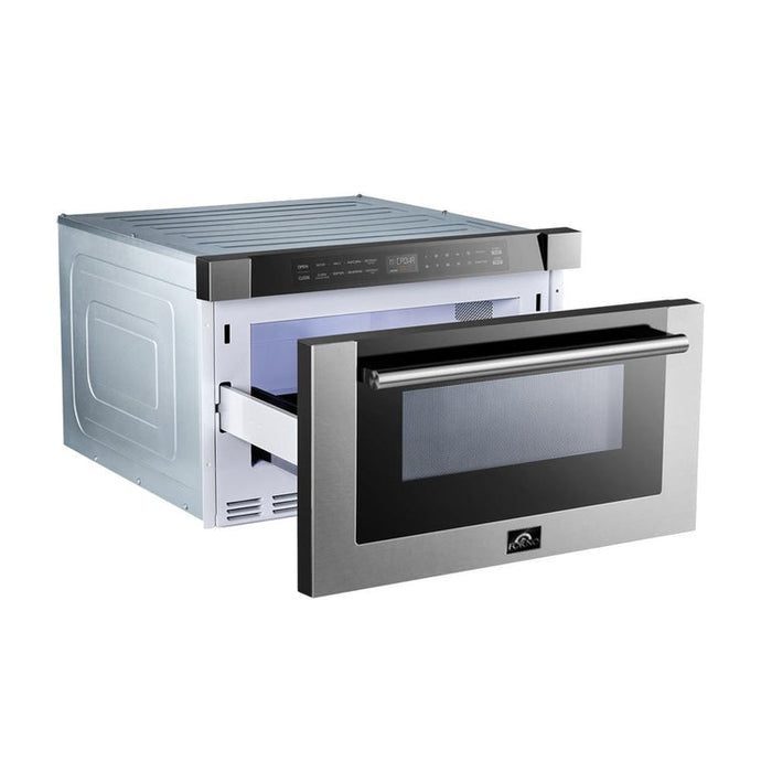 Forno Appliance Package - 30" Dual Fuel Range, 30" Range Hood, Dishwasher, Microwave Drawer, AP-FFSGS6125-30-W-6