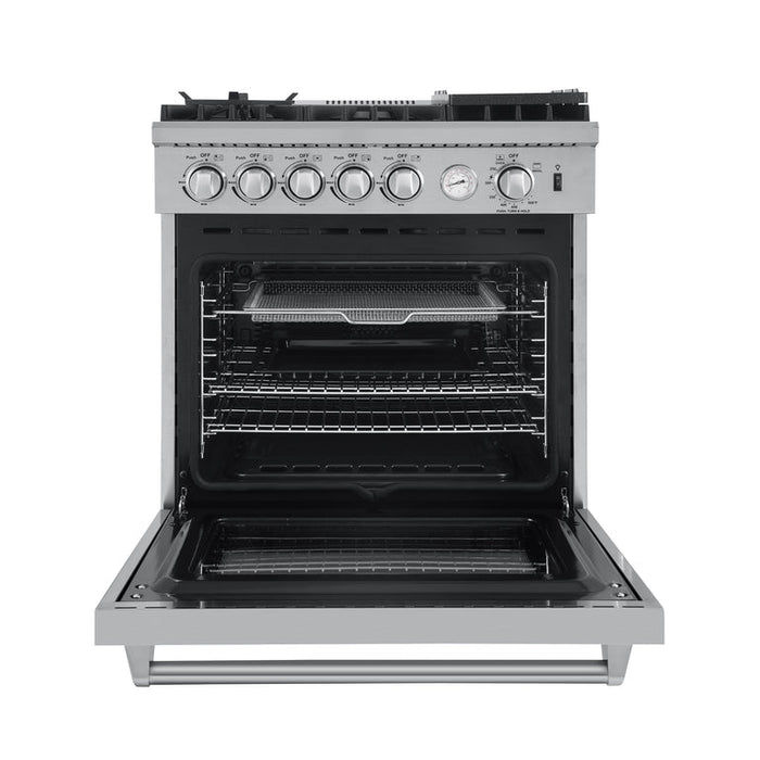 Forno Appliance Package - 30" Gas Range, 30" Range Hood, 60" Refrigerator, AP-FFSGS6276-30-W-4