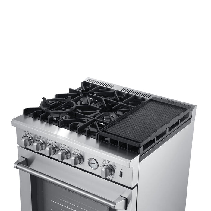 Forno Appliance Package - 30" Gas Range, 30" Range Hood, Dishwasher, Microwave Drawer, AP-FFSGS6276-30-W-6