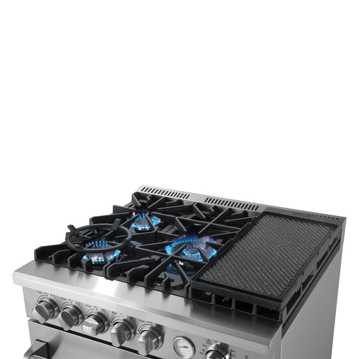 Forno Appliance Package - 30" Gas Range with Airfryer, Range Hood, 36" Refrigerator, Dishwasher, AP-FFSGS6276-30-11