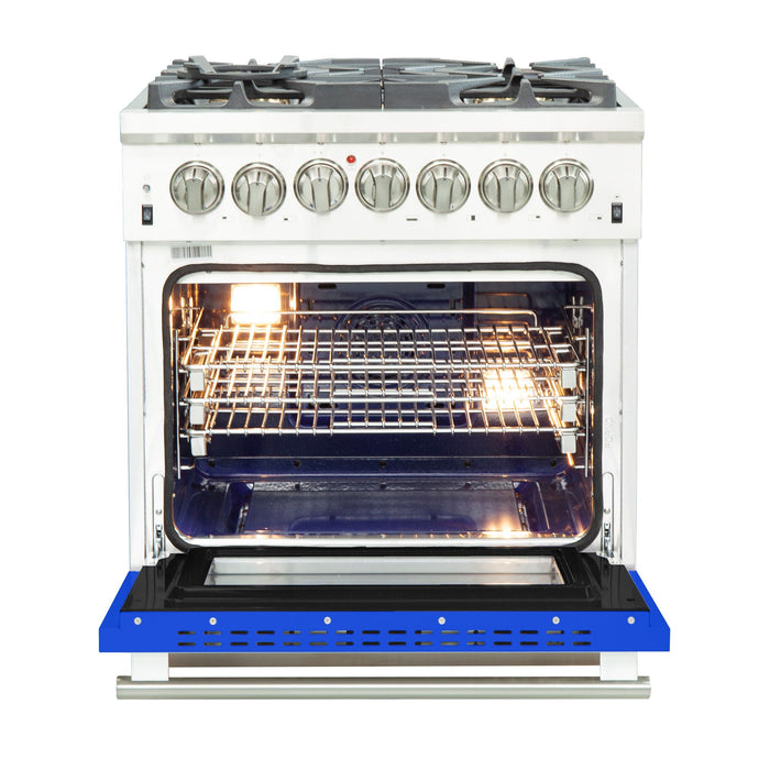 Forno 30 Inch Professional Freestanding Dual Fuel Range in Blue, FFSGS6187-30BLU