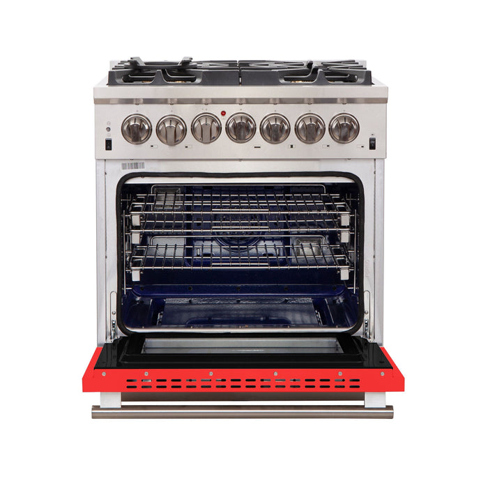 Forno 30 Inch Professional Freestanding Gas Range in Red, FFSGS6260-30RED