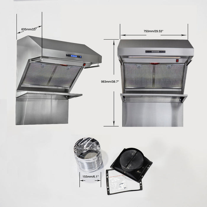 Forno Appliance Package - 30 Inch Gas Range, Wall Mount Range Hood, Dishwasher, AP-FFSGS6239-30-2