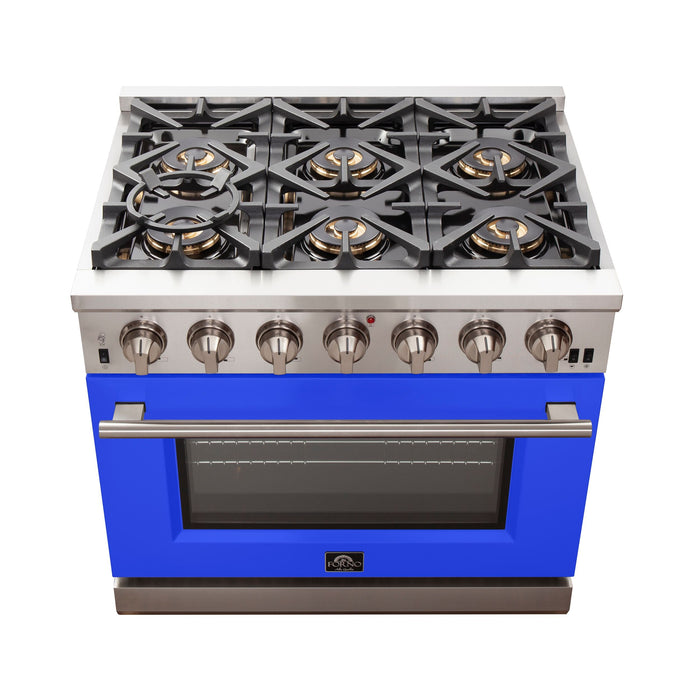 Forno 36 Inch Professional Freestanding Gas Range in Blue, FFSGS6260-36BLU