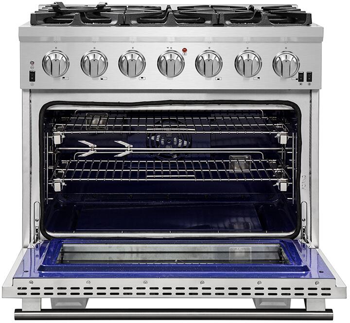 Forno Appliance Package - 36 Inch Gas Burner/Electric Oven Pro Range, Dishwasher, Refrigerator, AP-FFSGS6187-36-5