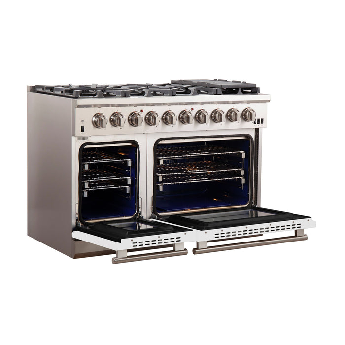 Forno 48 Inch Professional Freestanding Gas Range in White, FFSGS6260-48WHT