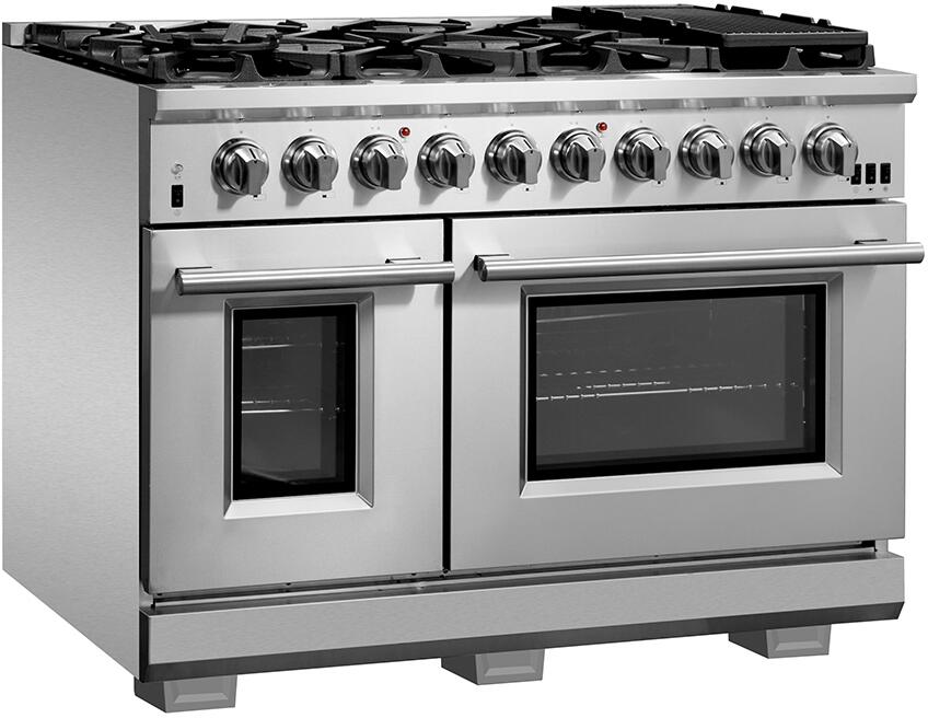 Forno Appliance Package - 48 Inch Gas Burner/Electric Oven Pro Range, Dishwasher, Refrigerator, AP-FFSGS6187-48-5