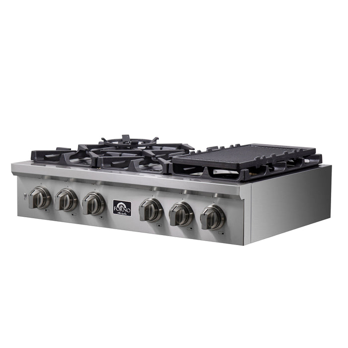 Forno 36" Gas Rangetop With 6 Sealed Burners in Stainless Steel, FCTGS5751-36