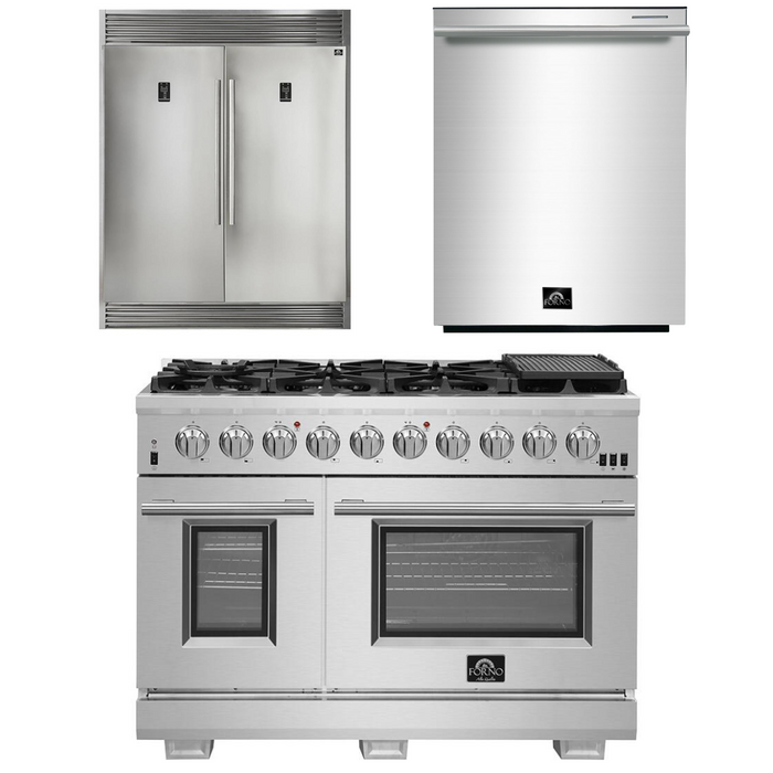 Forno Appliance Package - 48 Inch Pro Gas Range, Dishwasher, 60 Inch Refrigerator, AP-FFSGS6260-48-5