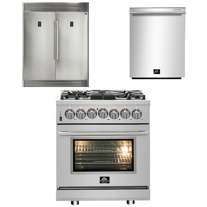 Forno Appliance Package - 30" Dual Fuel Range, Dishwasher, 60" Refrigerator, AP-FFSGS6125-30-W-5