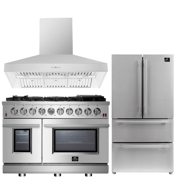 Forno Appliance Package - 48" Gas Range, Range Hood, 36" Refrigerator, AP-FFSGS6239-48-2