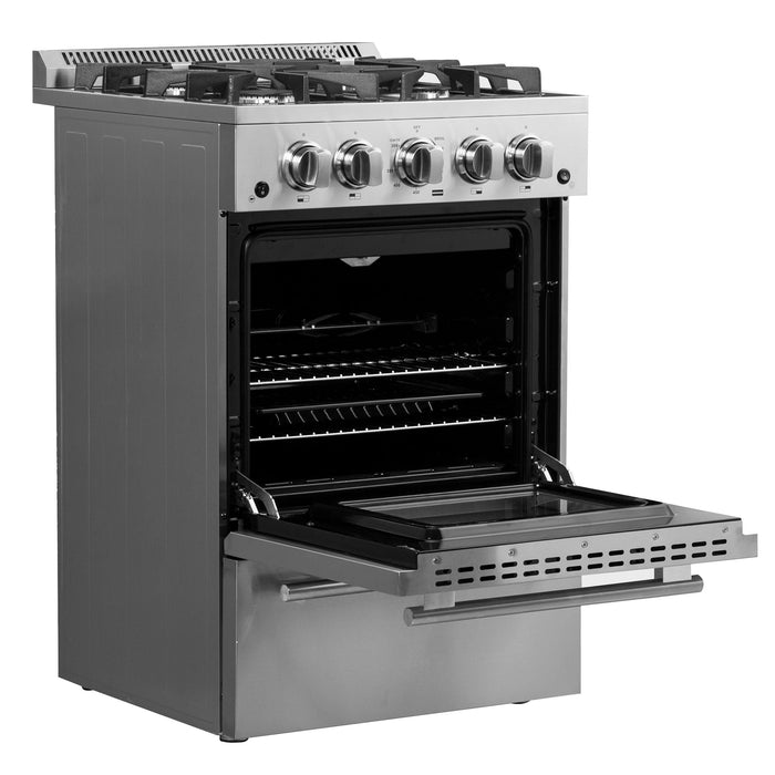 Forno 24" Freestanding Gas Range With 4 Sealed Burners in Stainless Steel, FFSGS6272-24