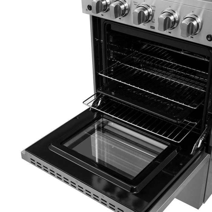 Forno 24" Freestanding Gas Range With 4 Sealed Burners in Stainless Steel, FFSGS6272-24