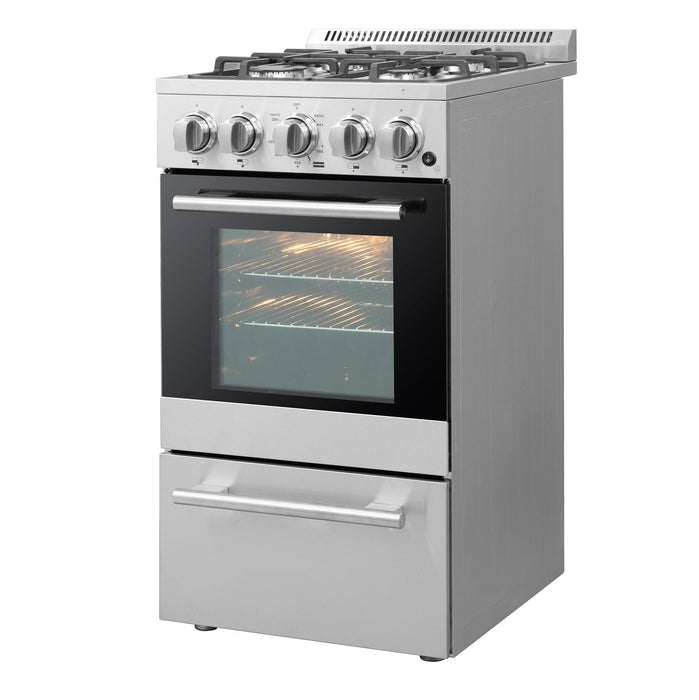 Forno 20" Freestanding Gas Range With 4 Sealed Burners in Stainless Steel, FFSGS6265-20