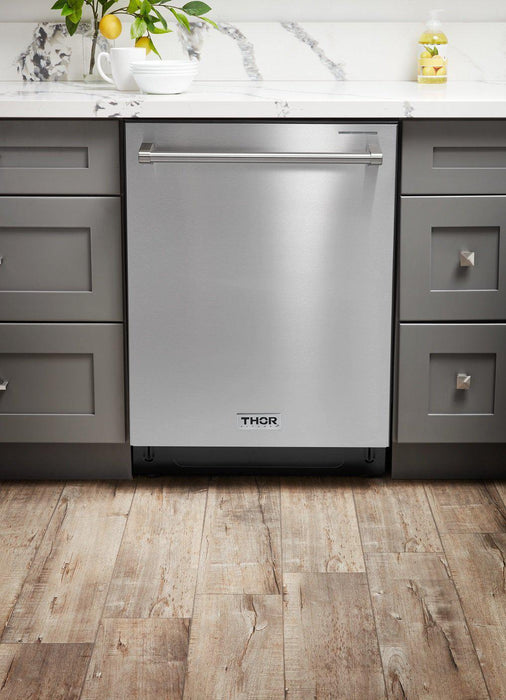 Thor Kitchen Appliance Package - 36" Electric Range, Refrigerator with Water and Ice Dispenser, Dishwasher, AP-ARE36-9