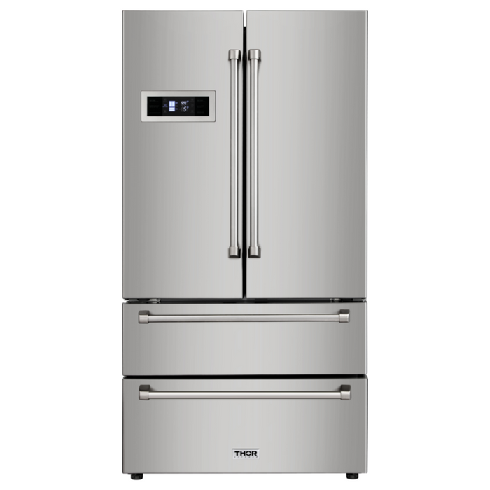 Thor Kitchen Appliance Bundle - 36 in. Natural Gas Range, Range Hood, Refrigerator, Dishwasher, Wine Cooler, AB-LRG3601U-4