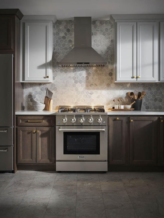 Thor Kitchen Appliance Package - 30" Professional Natural Gas Range & Range Hood Appliance Package, AP-HRG3080U