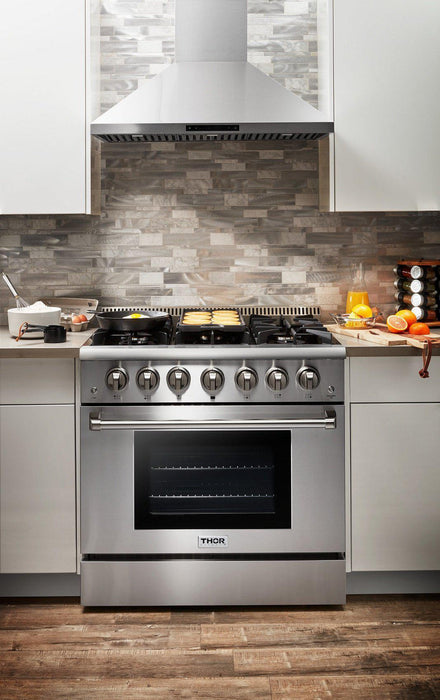 Thor Kitchen Appliance Package - 36" Natural Gas Range & Range Hood, AP-HRG3618U